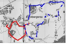 Wege des Umzugs und des Corsos anlässlich der 125-Jahr-Feier der FF Bruckbergerau 2004