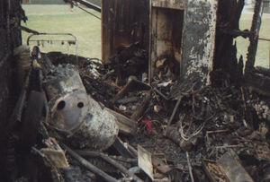 Brand eines Bauwagens am 27.12.1989